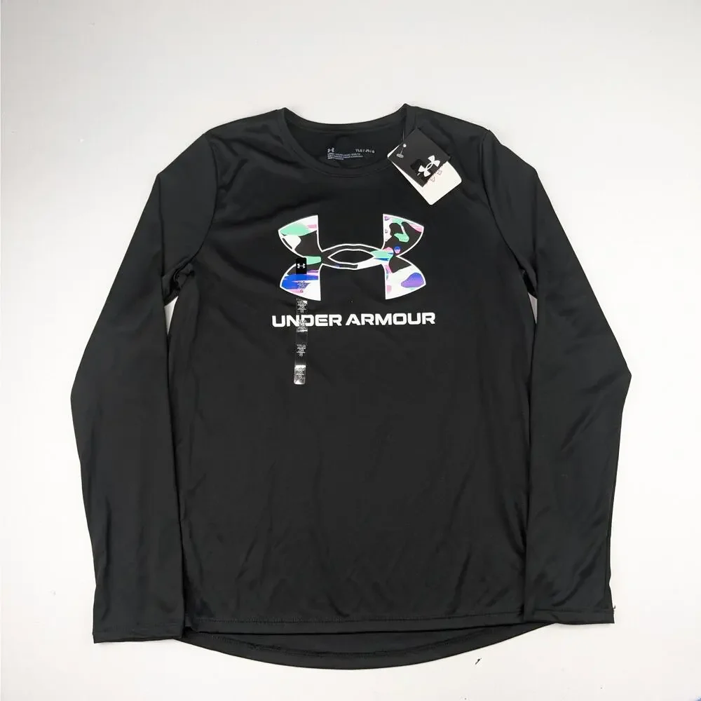 Under Armour Girls Black LS Athletic Shirt - Large